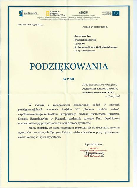 Rozdanie nagród bank zadań liceum Pruszków