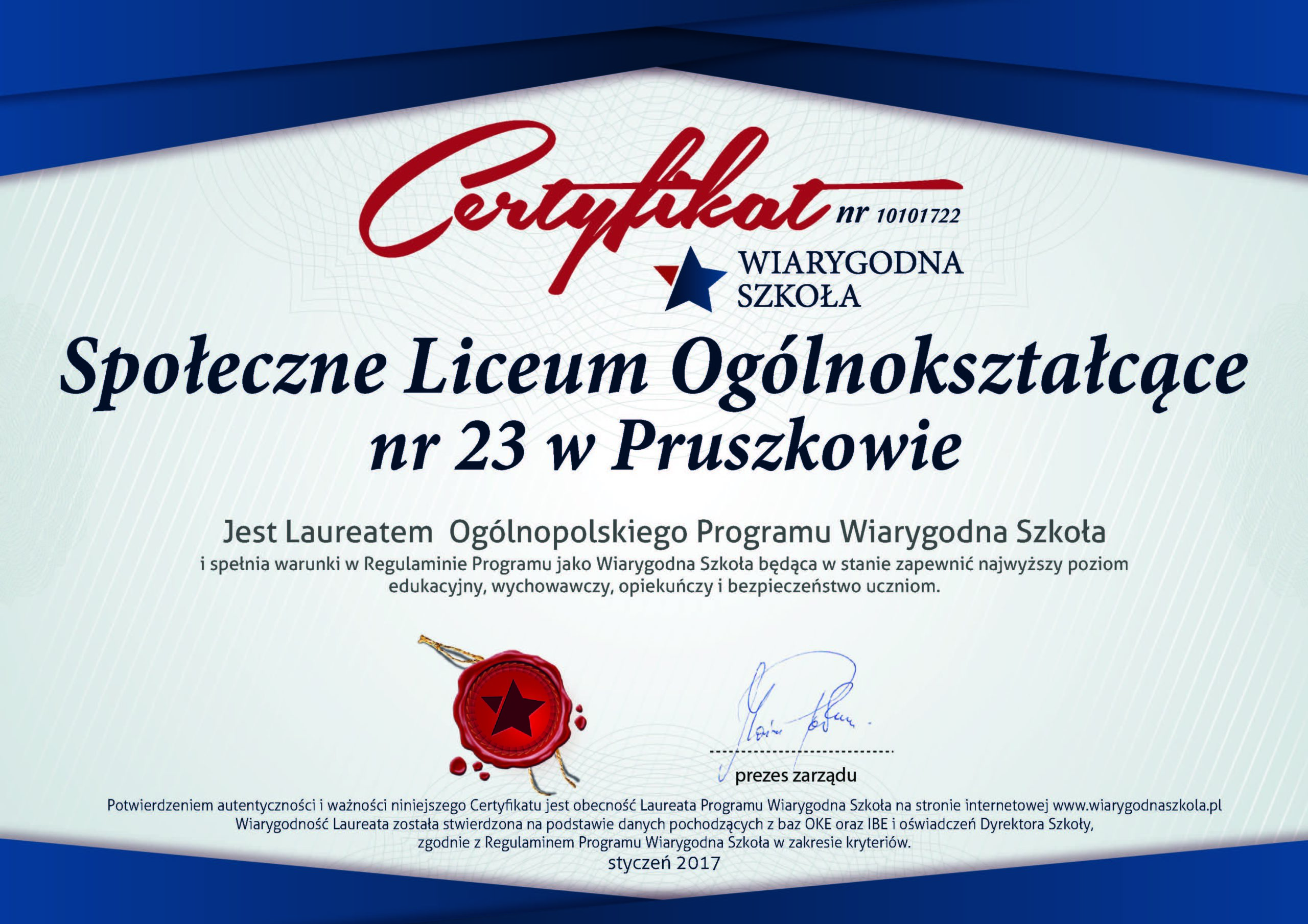 Rozdanie nagród wiarygodna szkoła liceum Pruszków